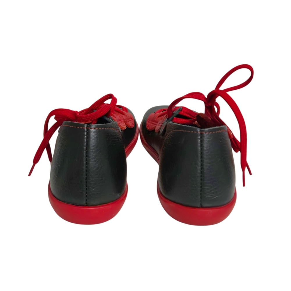Clamp Vangy Handmade Black Leather Flats With Red Laces Womens Sheos Size EU 38 - Picture 2 of 8